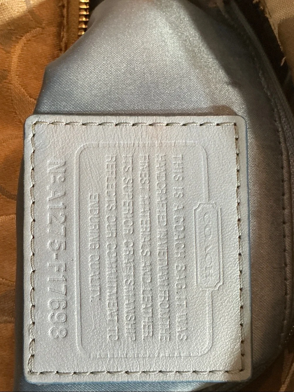 Coach Signature Canvas Tote with Light Blue Trim